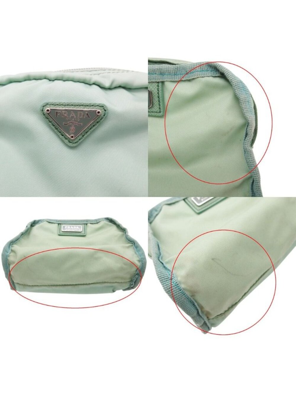 Prada Pouch Tessuto Cosmetics Makeup Nylon Mint Green - Picture 9 of 10